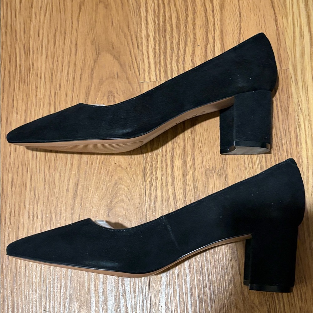 Nine West 7IKE Black Suede Pointed Toe Block Heels Size 7 M - Picture 3 of 7